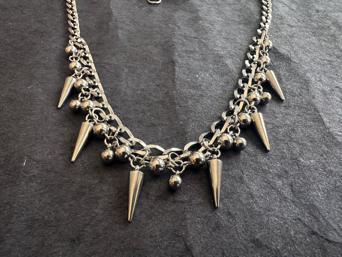 Stainless steel spike and ball necklace