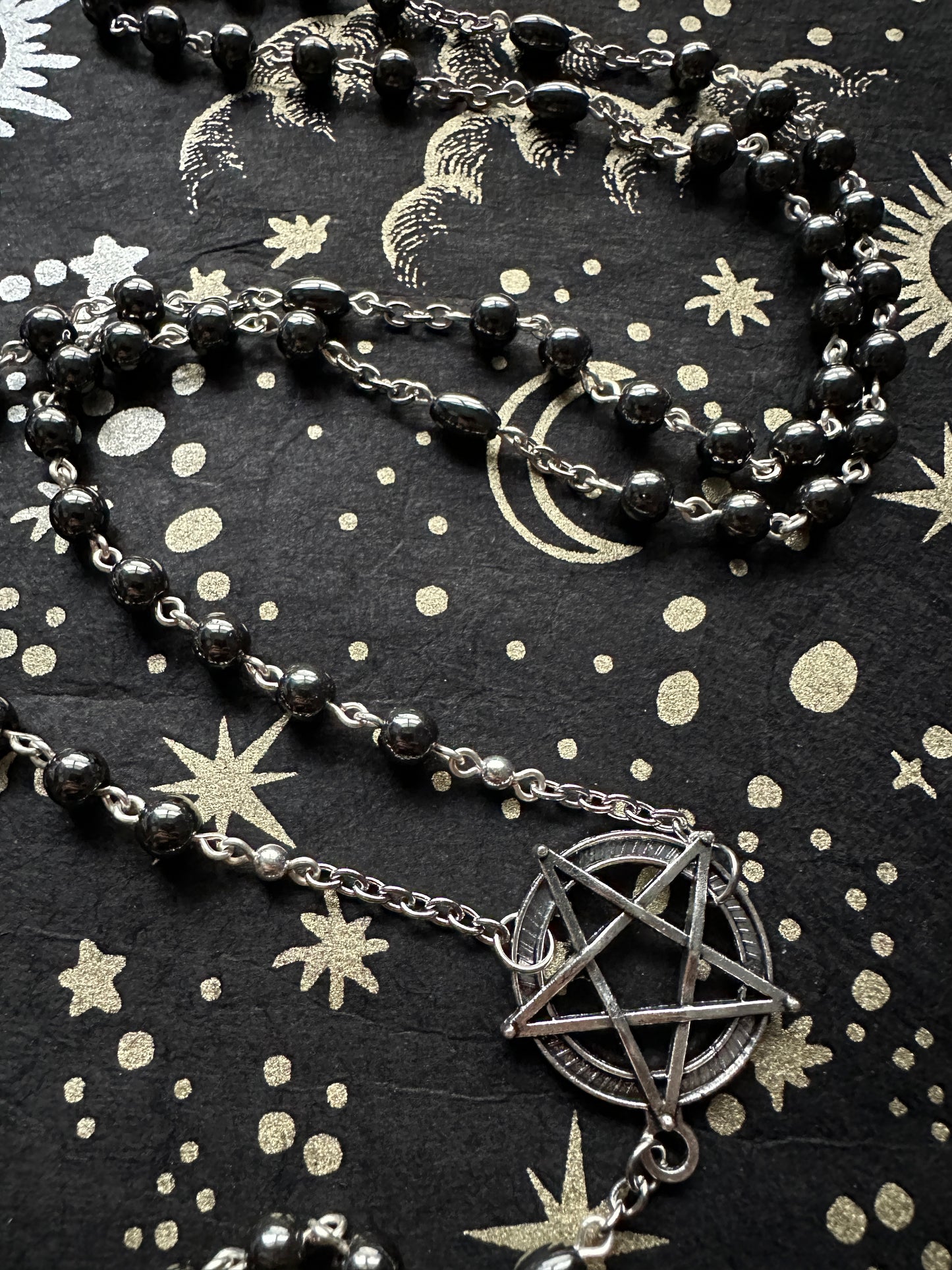 Hematite Baphomet rosary