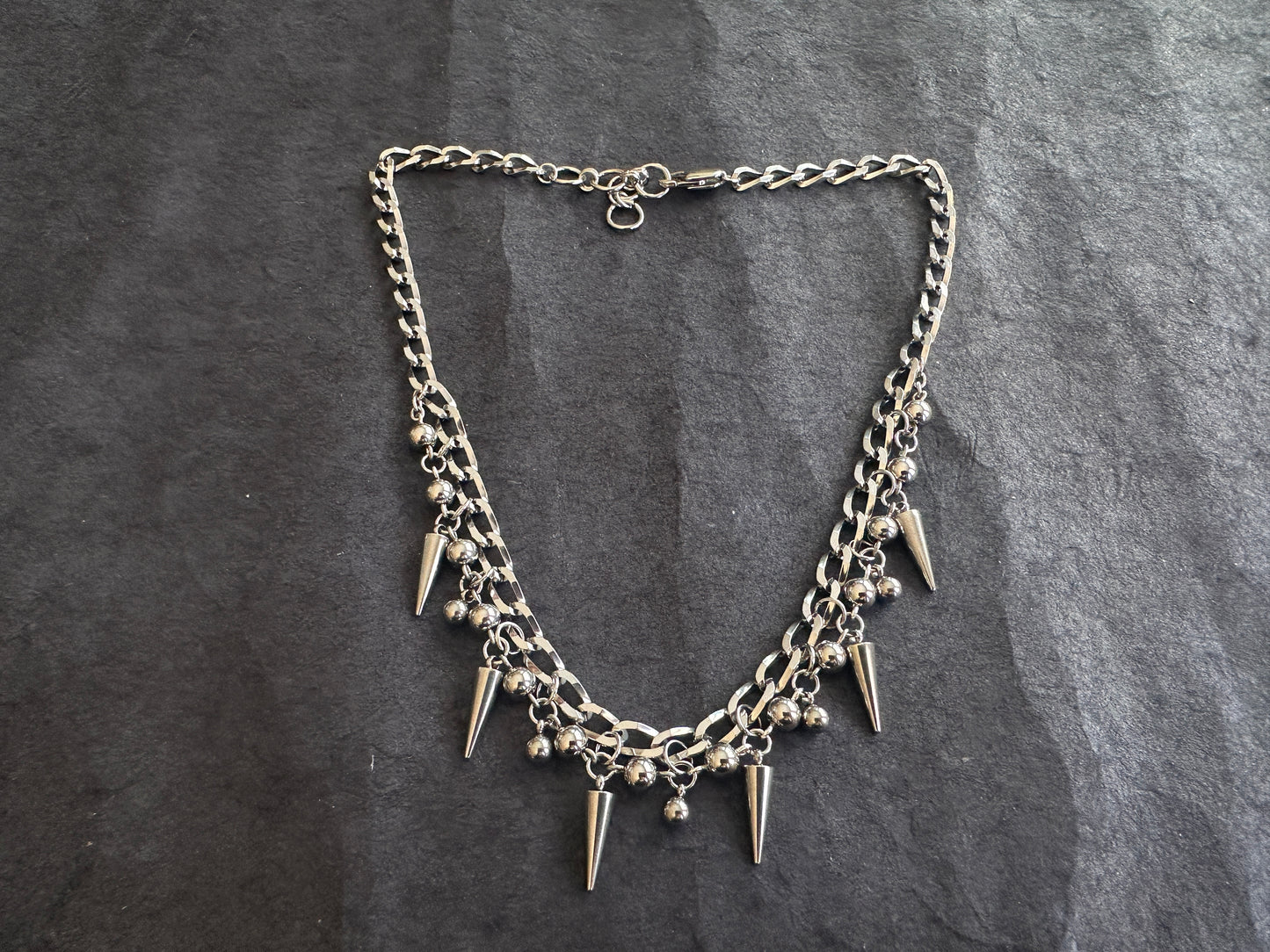 Stainless steel spike and ball necklace