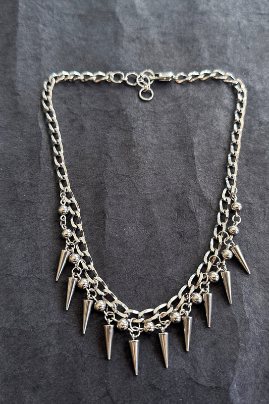 Stainless steel spike choker necklace