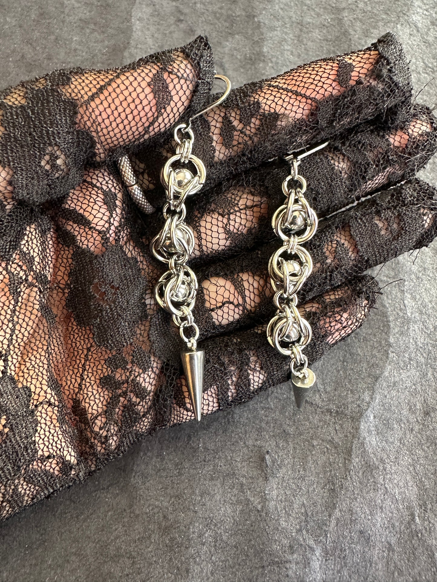 Stainless steel long earrings