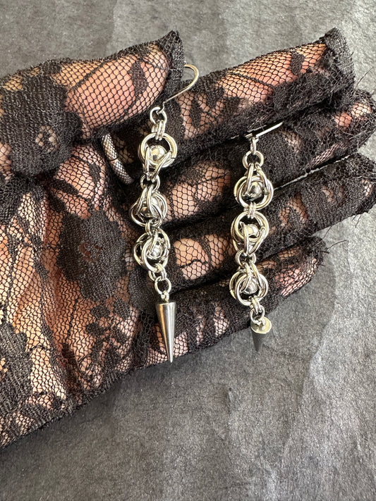 Stainless steel long earrings