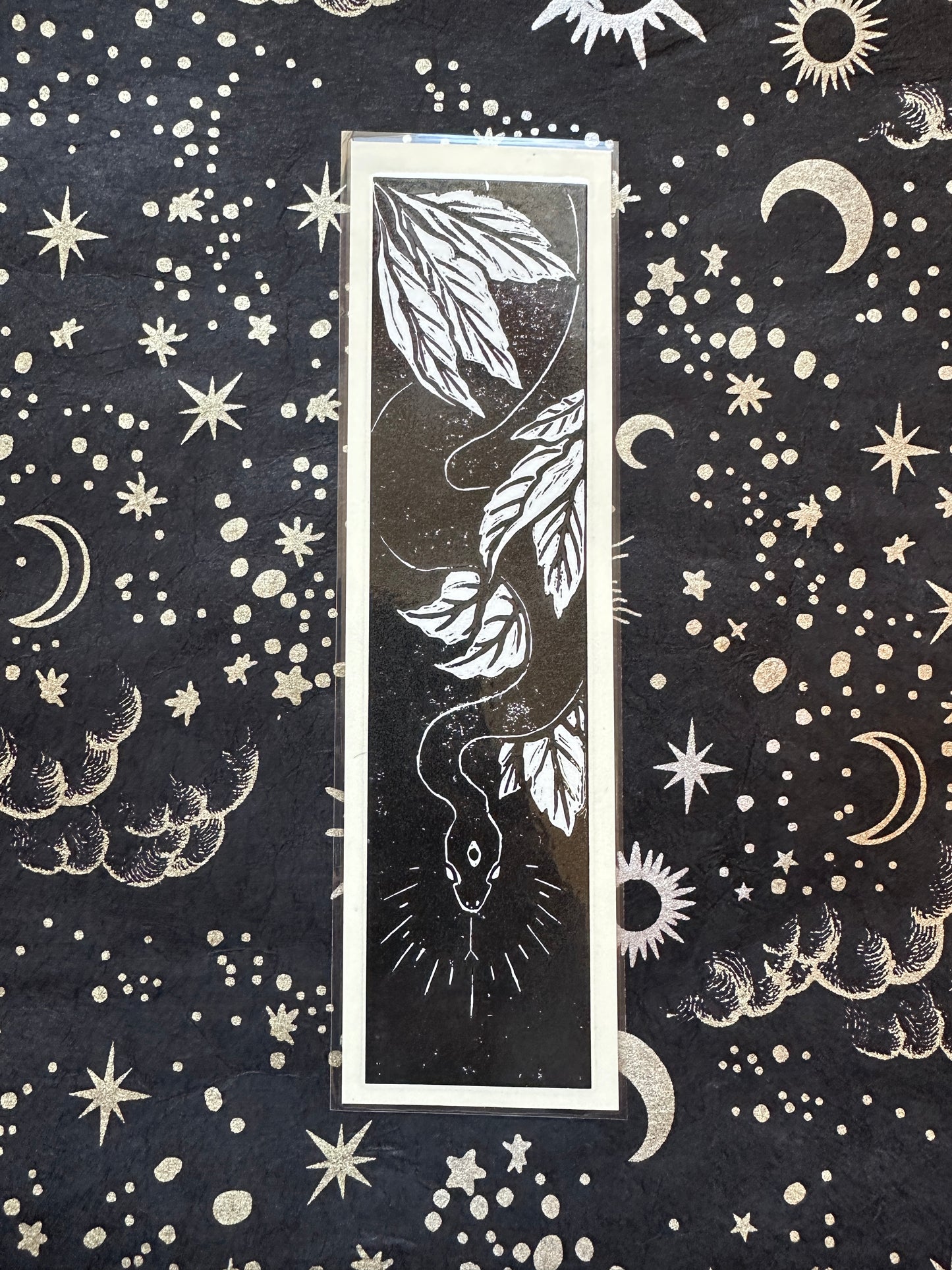 Linocut Snake Bookmark