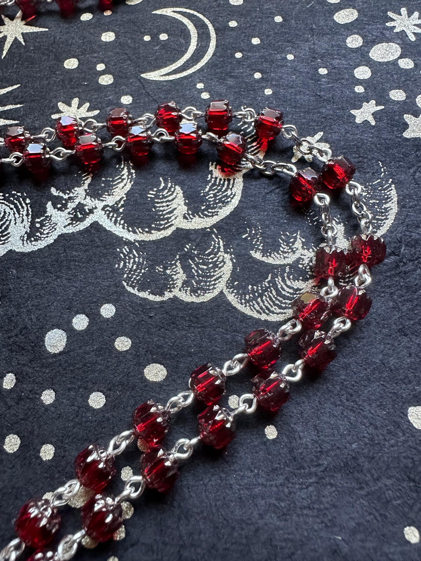 Red cathedral bead unholy rosary