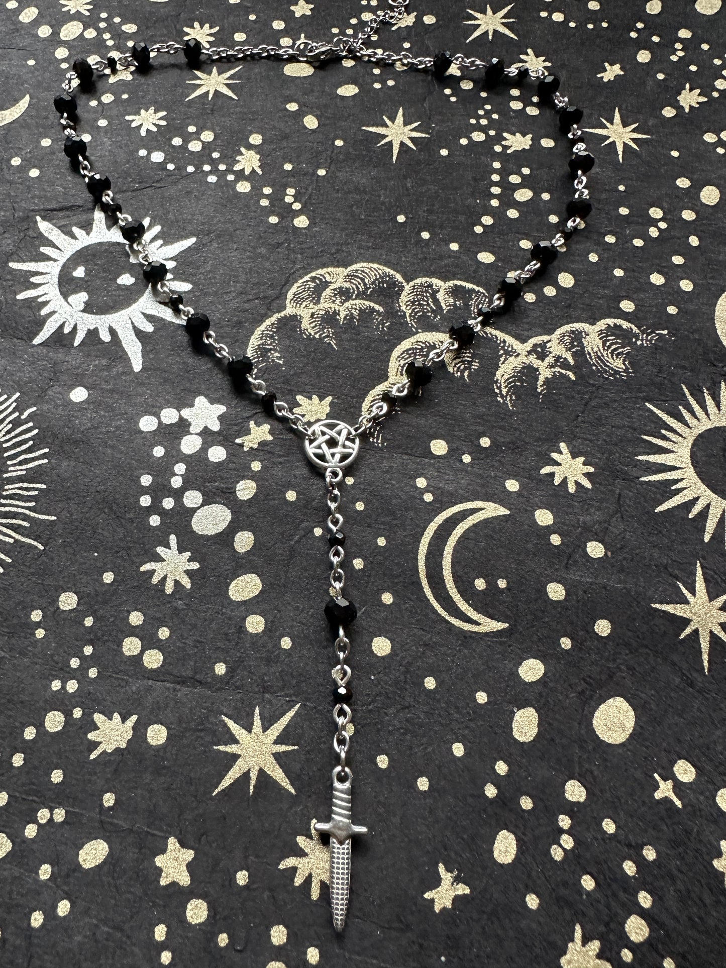 Glass bead dagger choker necklace