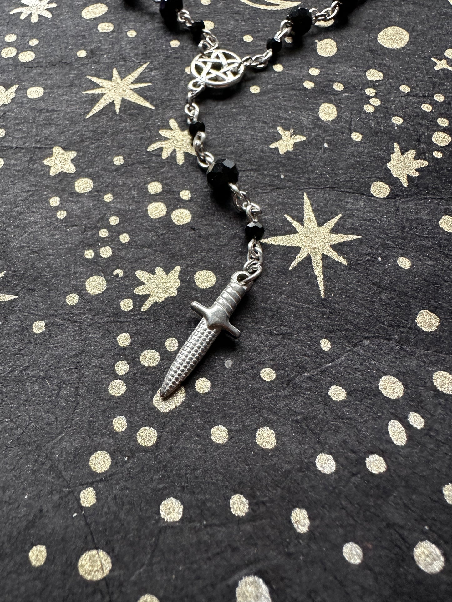 Glass bead dagger choker necklace