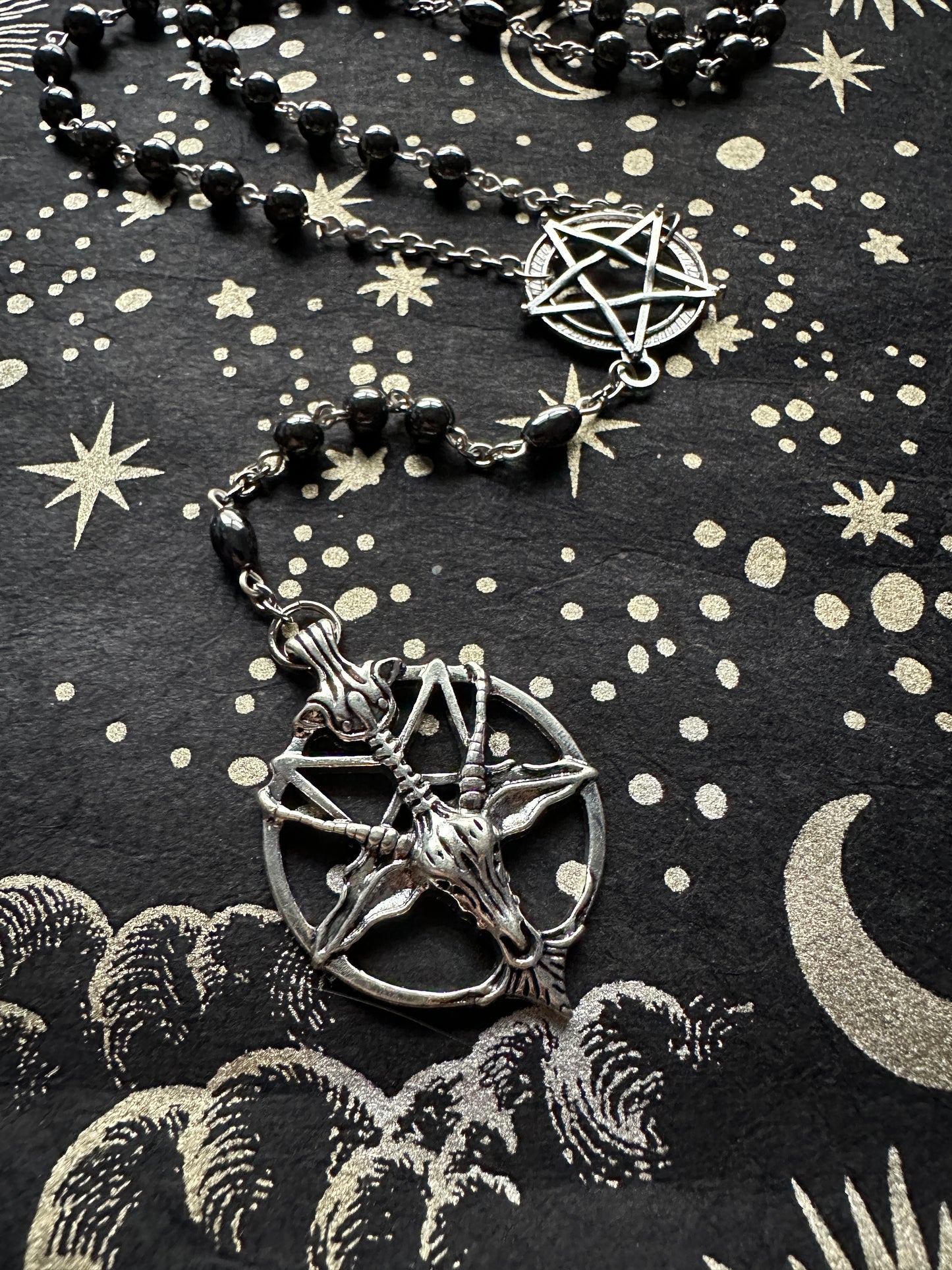 Hematite Baphomet rosary
