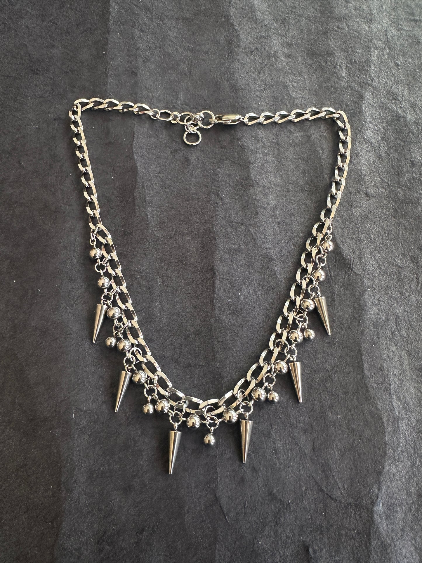 Stainless steel spike and ball necklace
