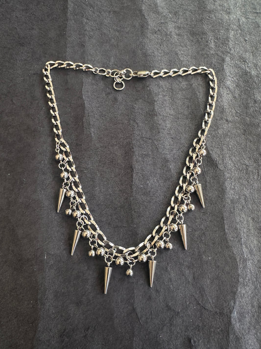 Stainless steel spike and ball necklace