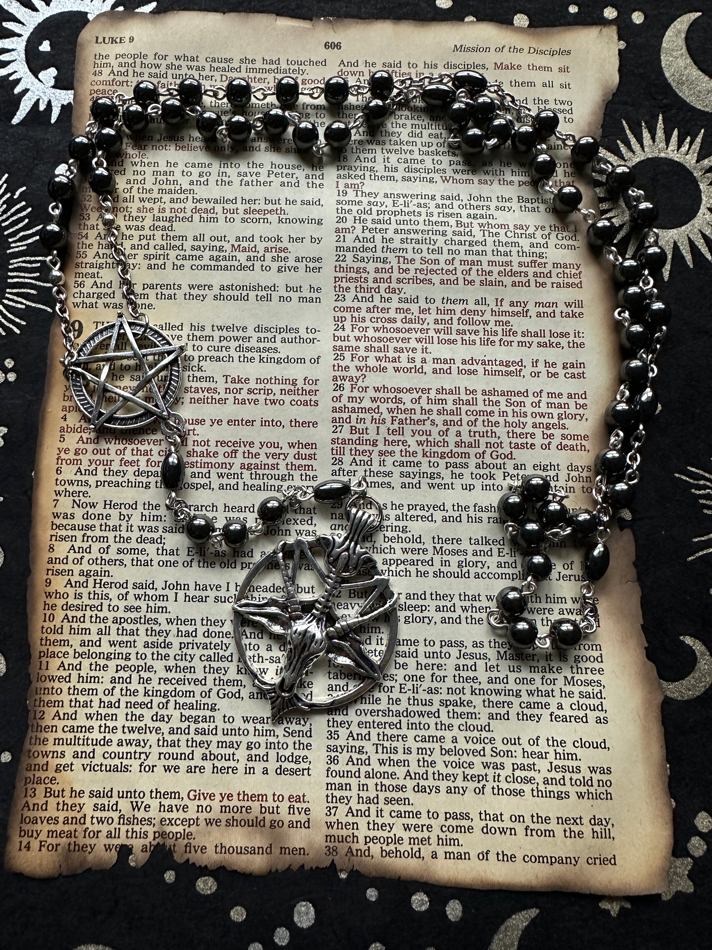 Hematite Baphomet rosary