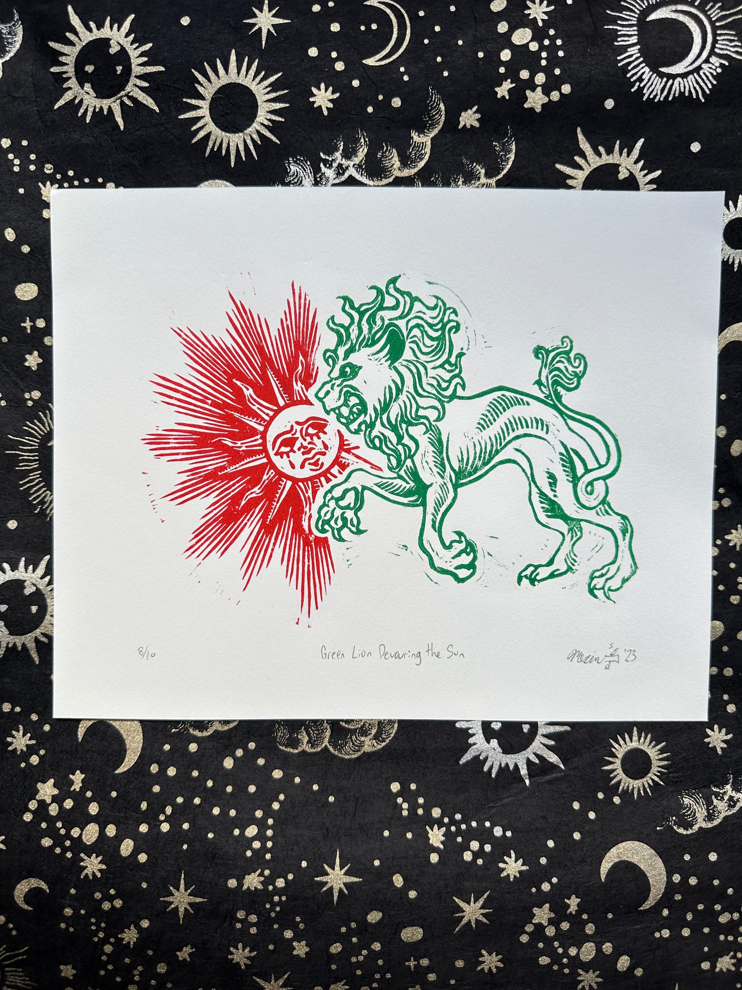 Green Lion Devouring the Sun 8x10 print