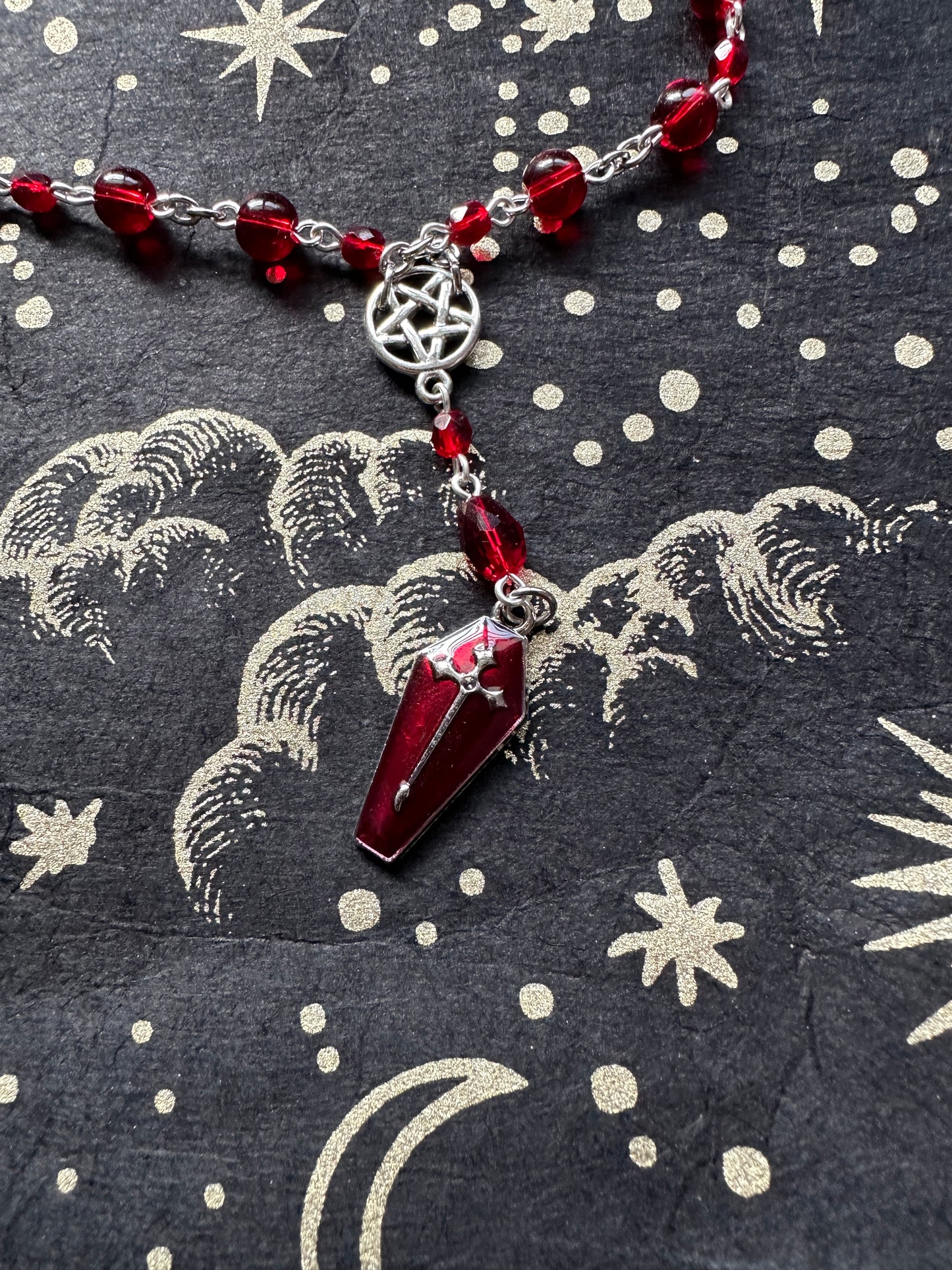 Deep red Coffin choker necklace