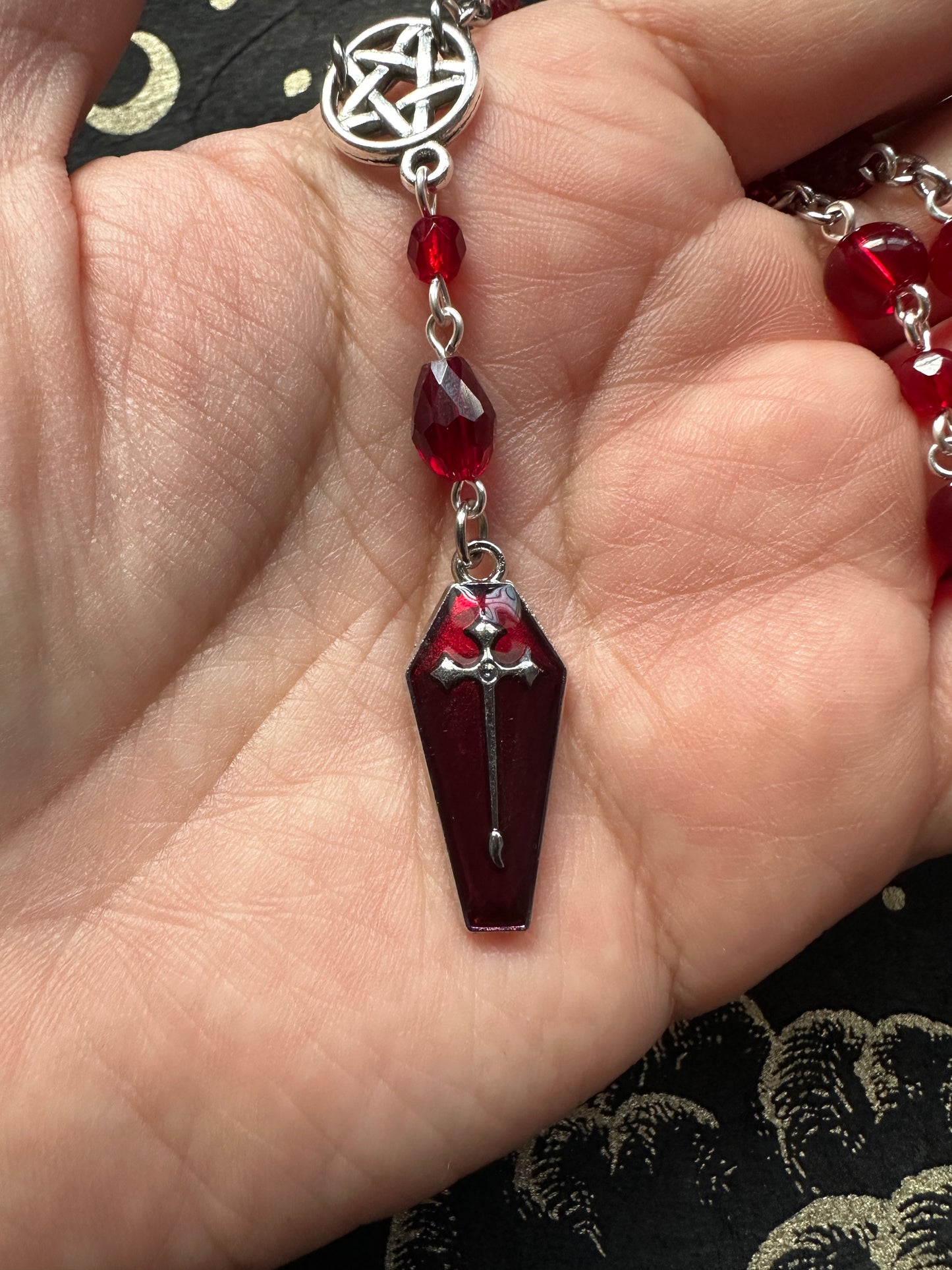 Deep red Coffin choker necklace