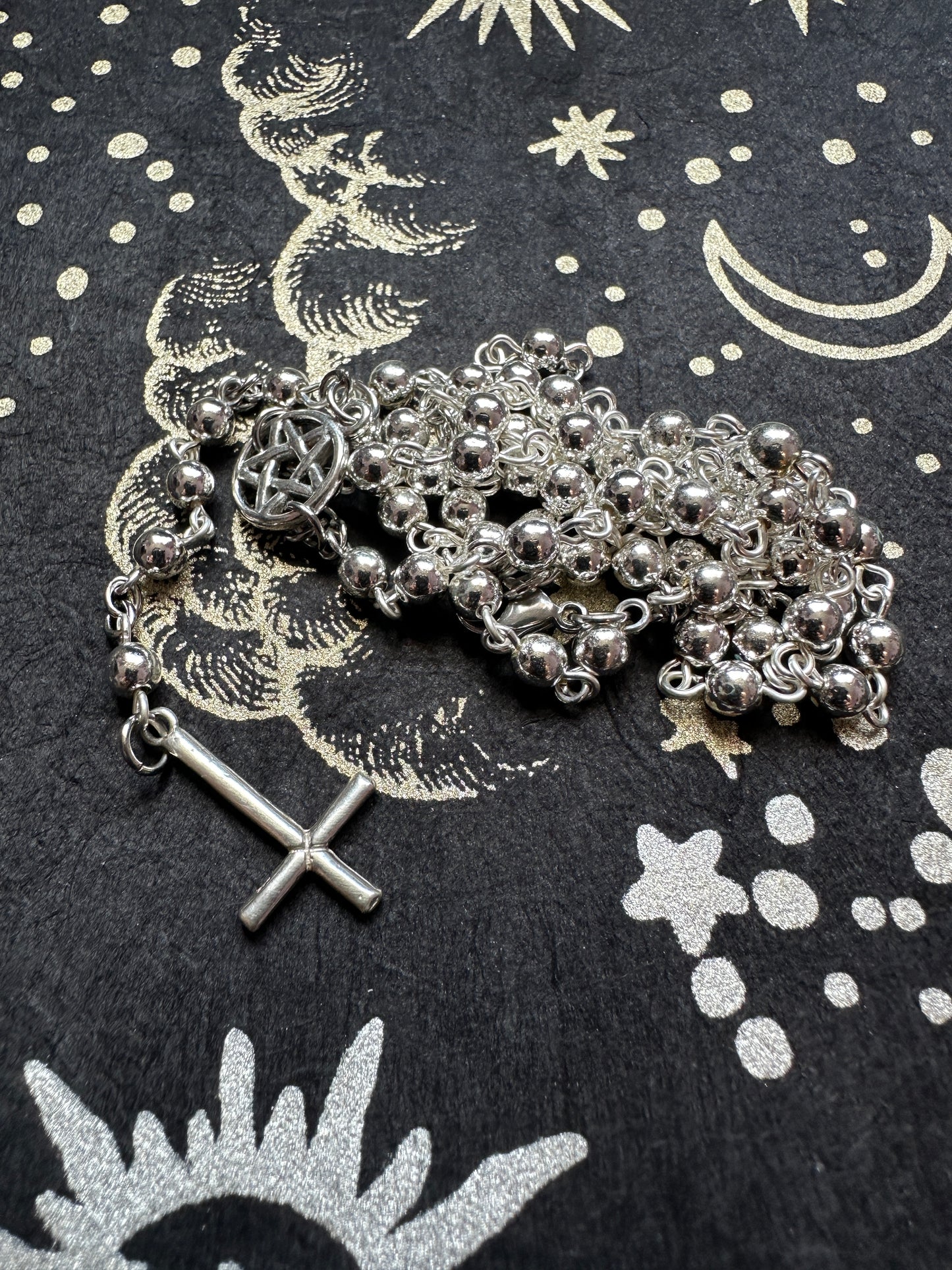 Small silver hematite rosary