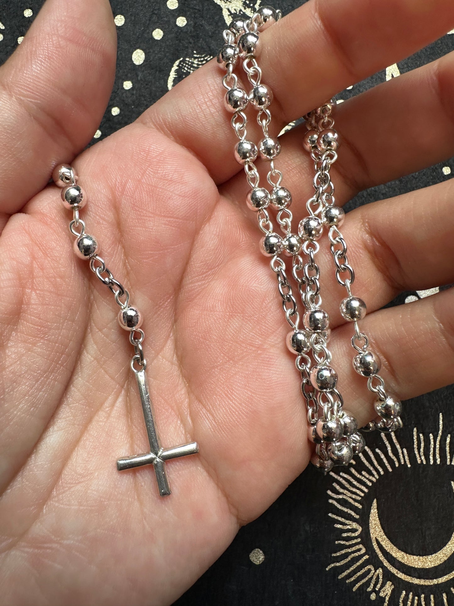 Small silver hematite rosary