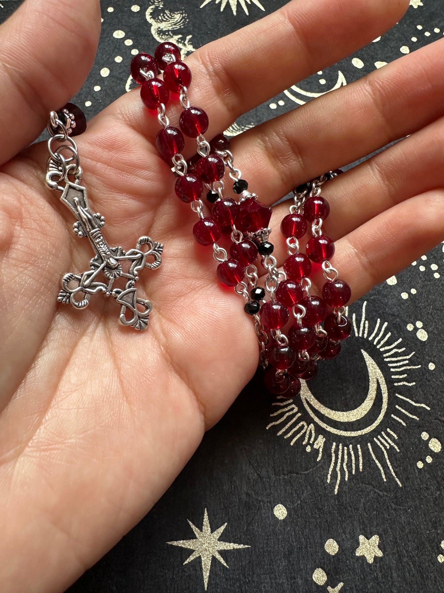 Red glass Unholy Rosary