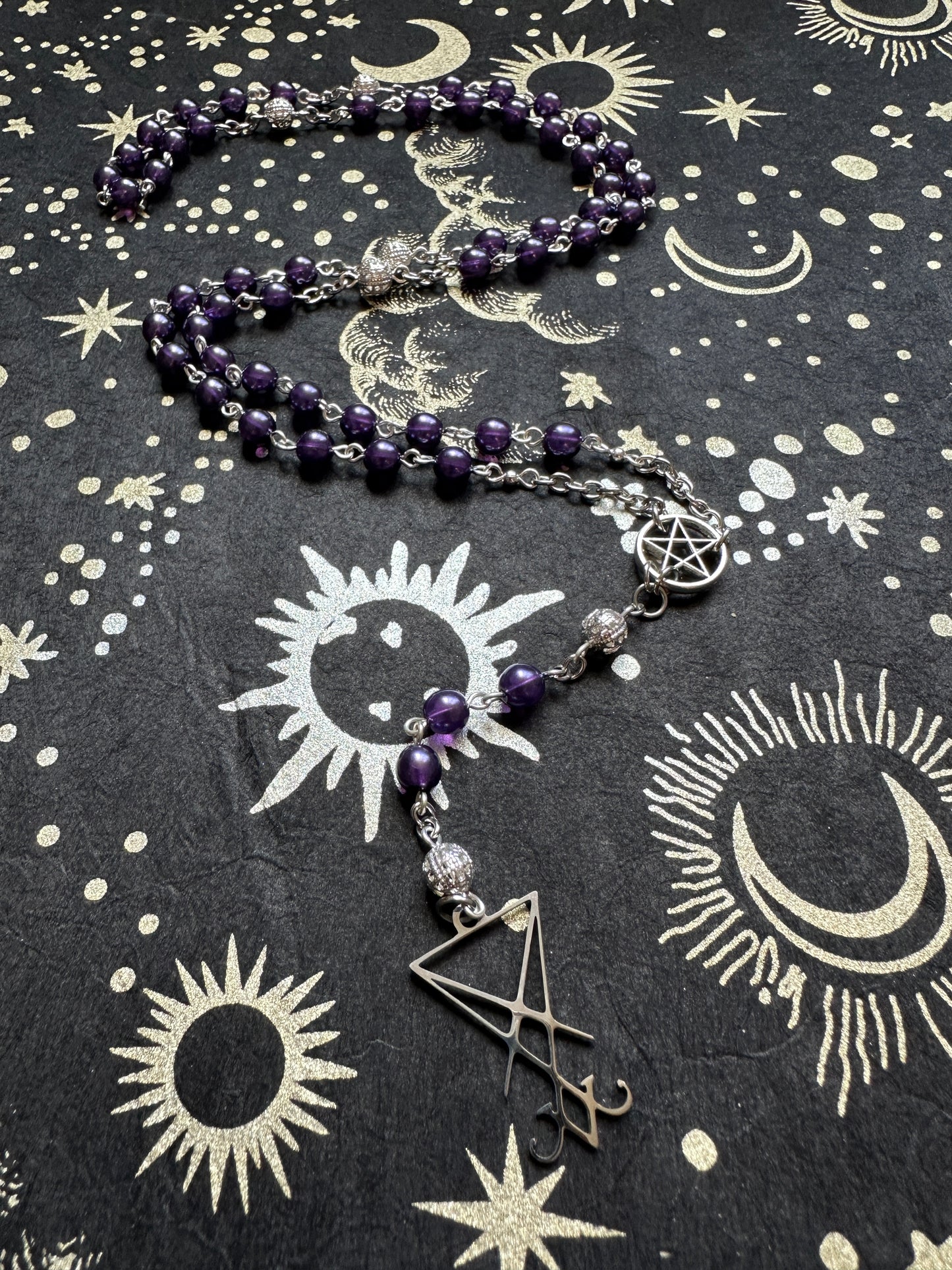 Purple Lucifer sigil rosary
