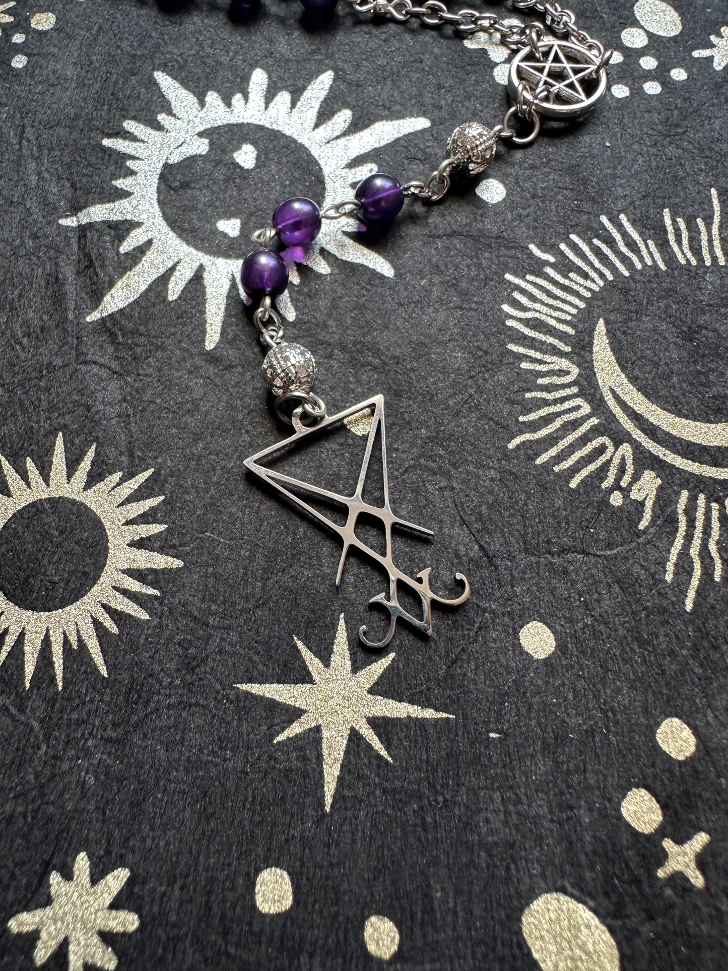 Purple Lucifer sigil rosary