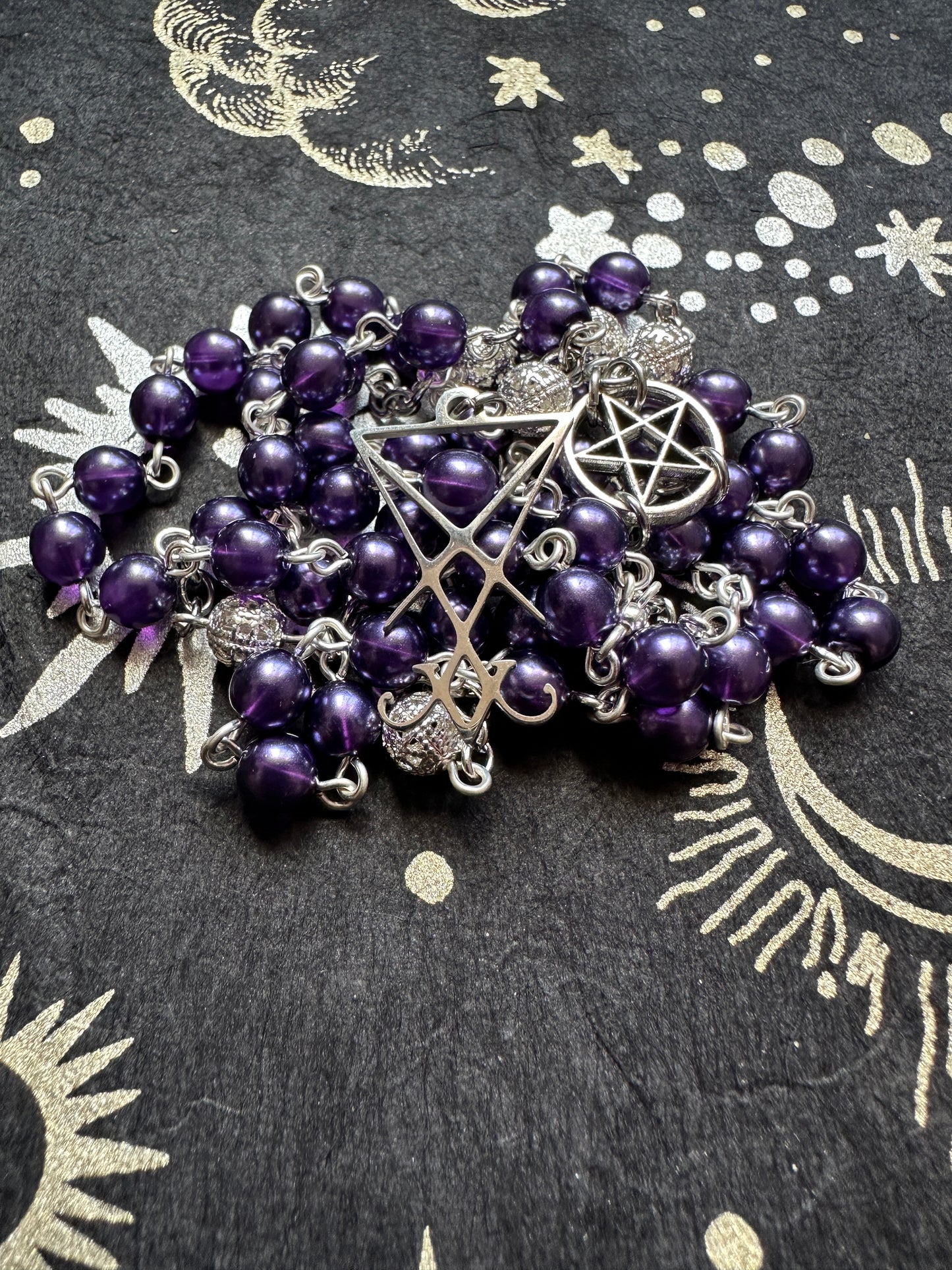 Purple Lucifer sigil rosary