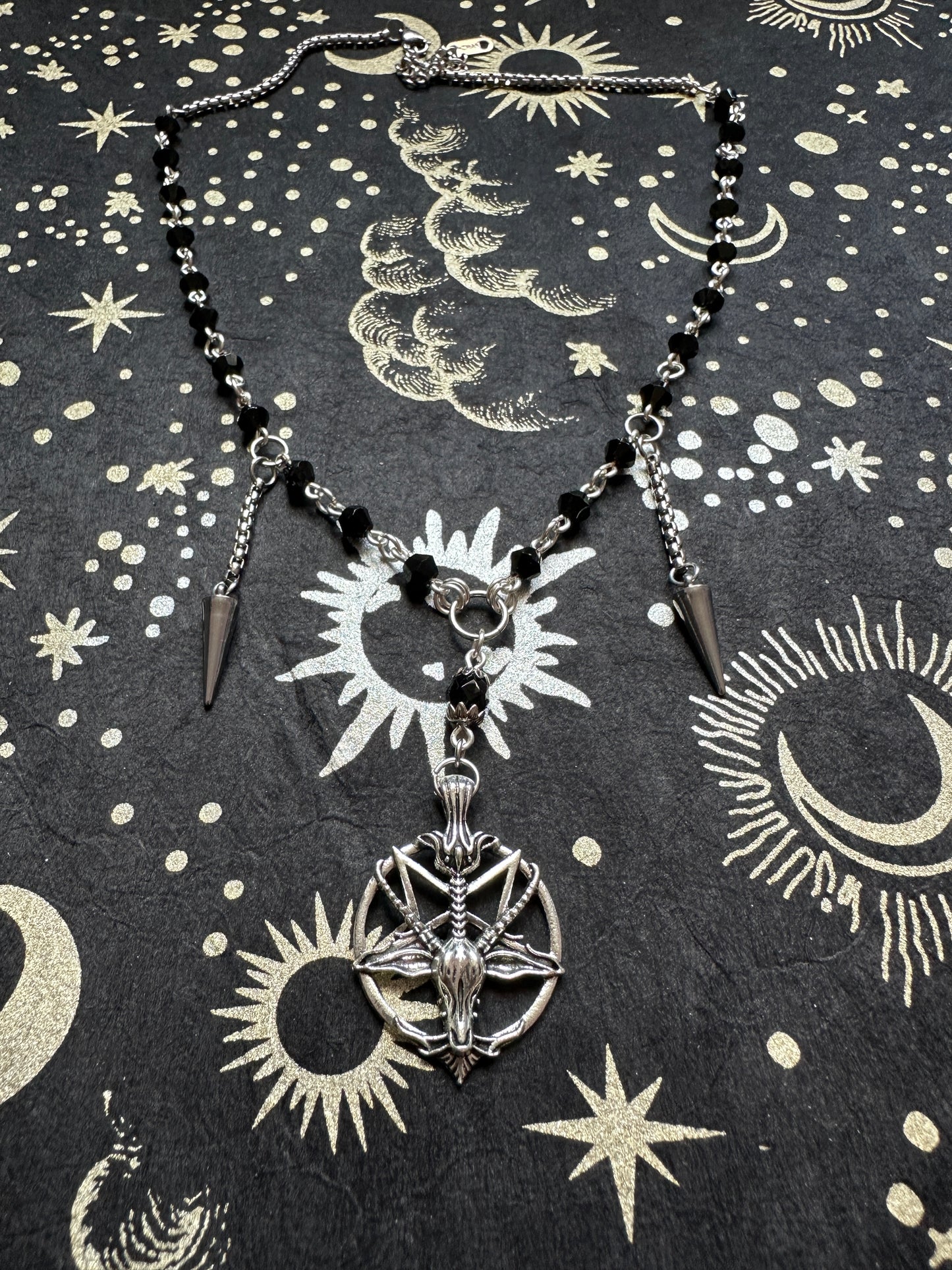 Sigil of Baphomet choker with spikes