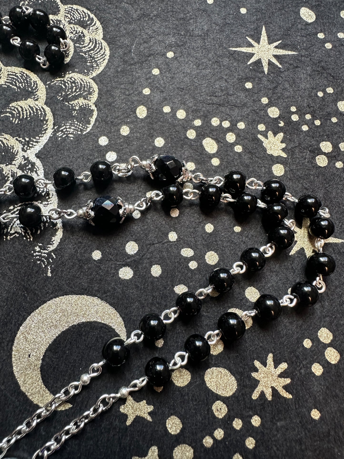 Black Unholy Rosary with Inverted cross