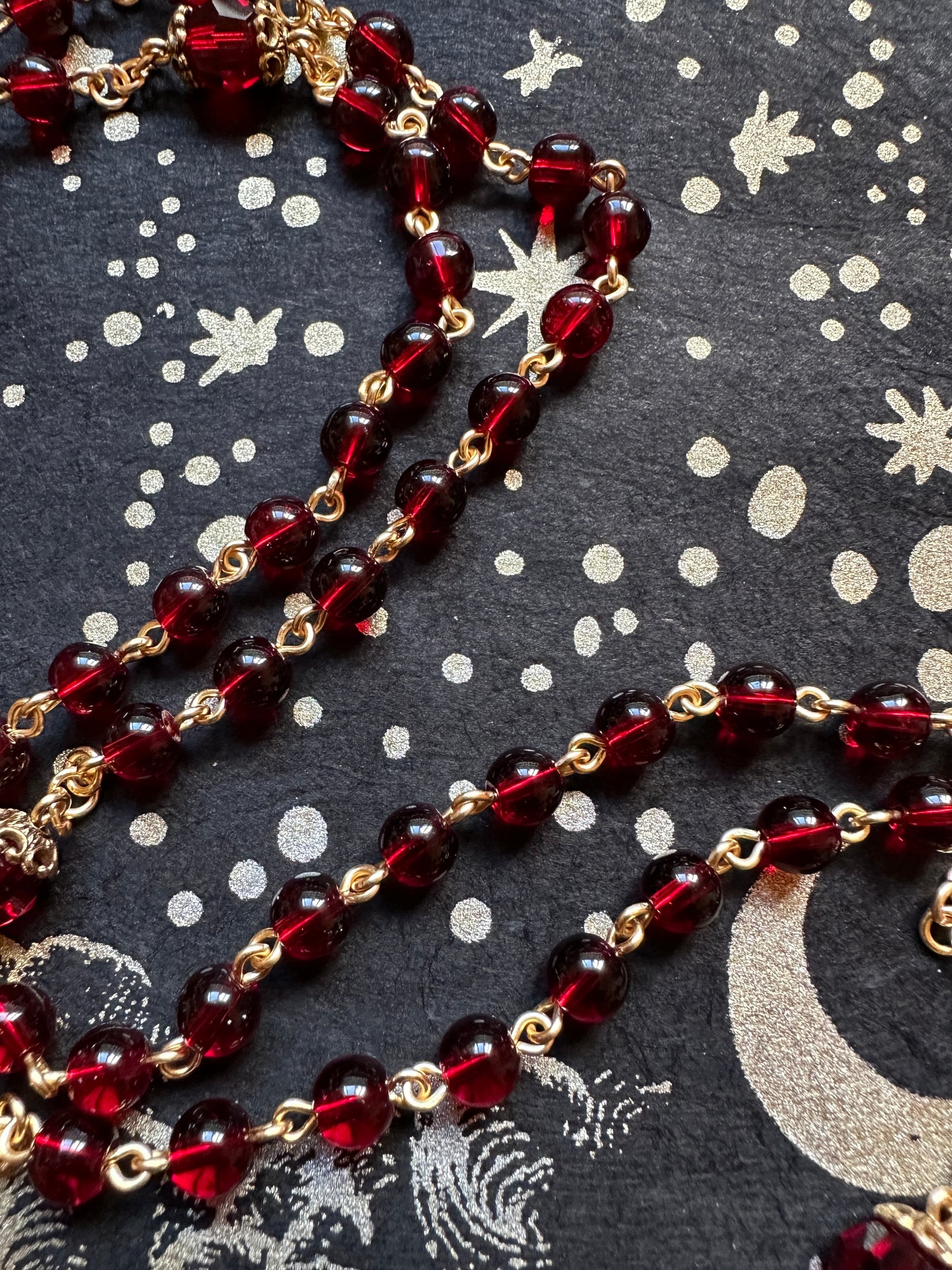 Gold and Red Inverted Cross Satanic Rosary