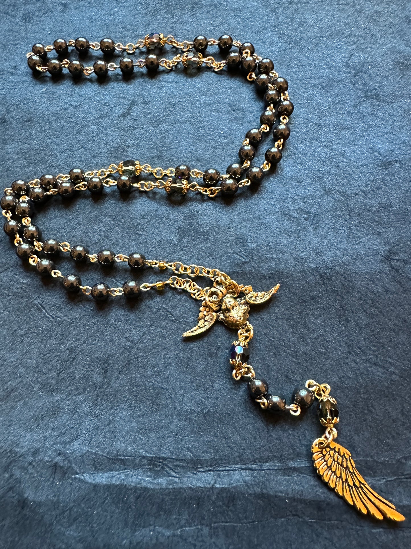 Gold Fallen Angel Rosary