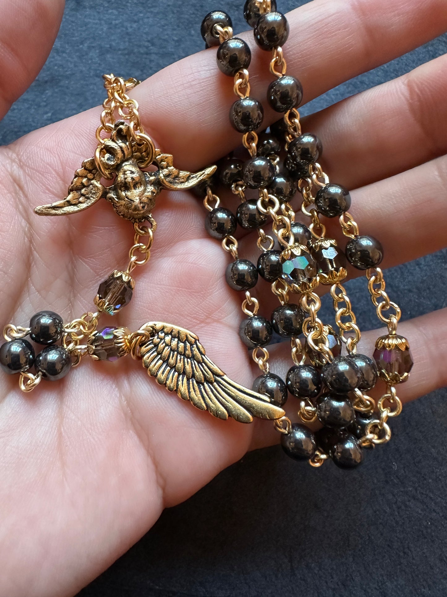 Gold Fallen Angel Rosary
