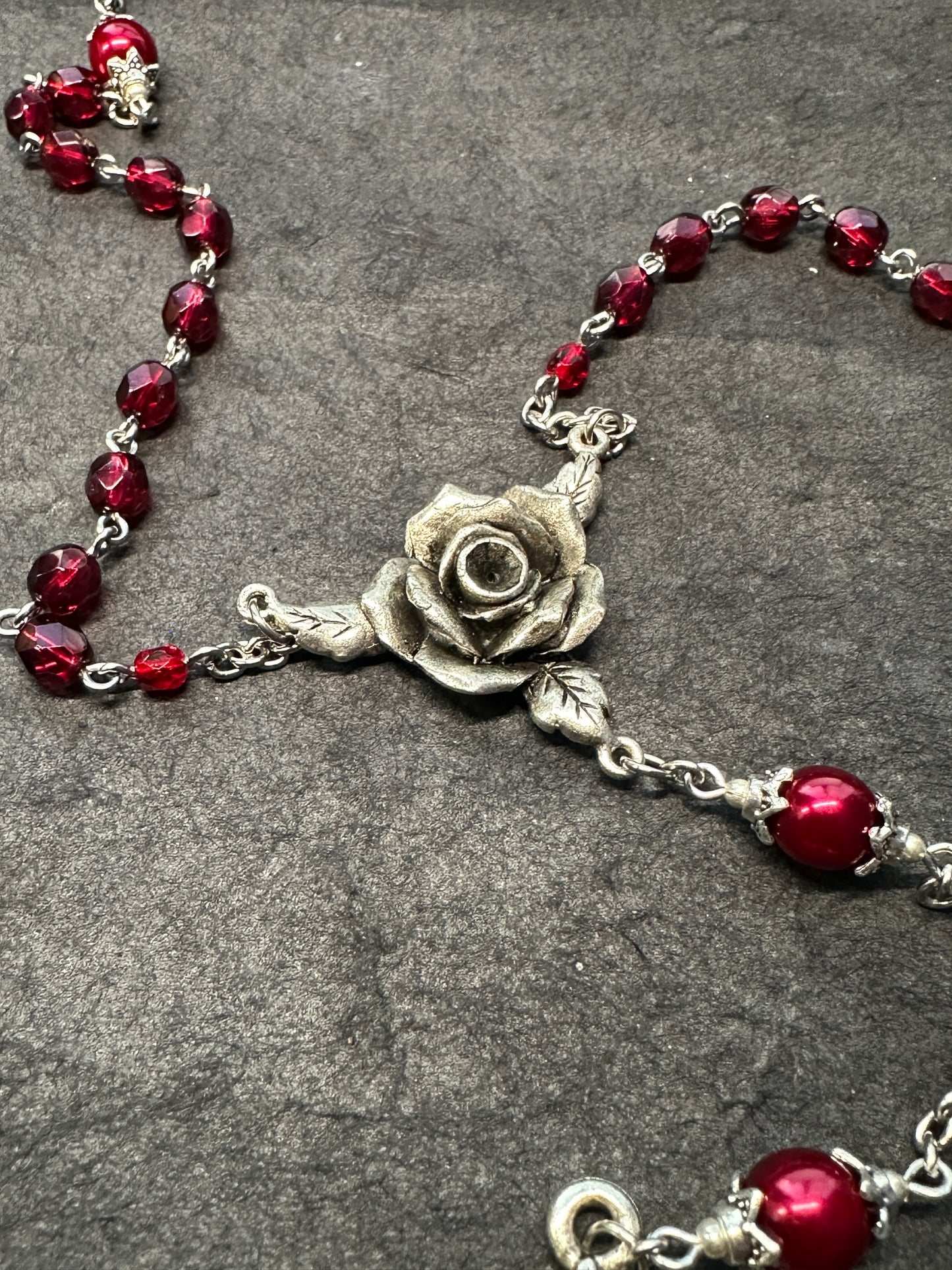 Sacred heart red and silver