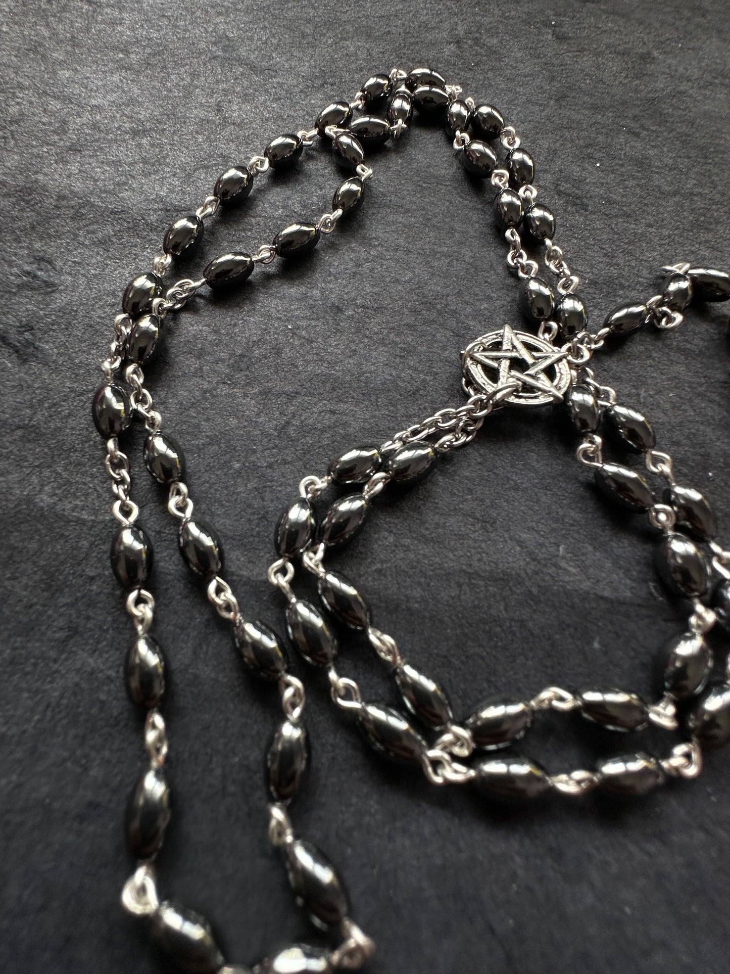 Lucifer Sigil rosary with hematite beads