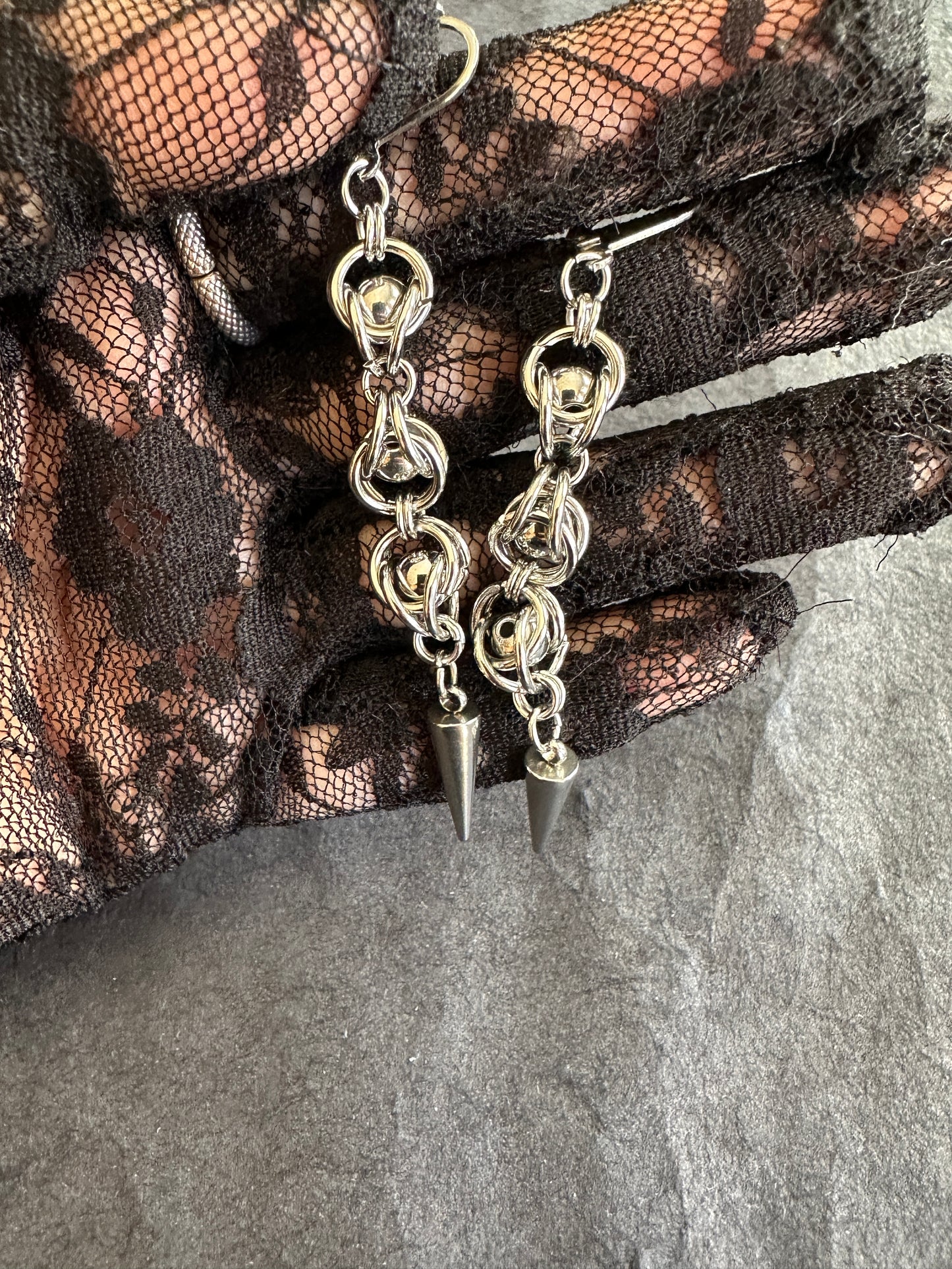 Stainless steel long earrings