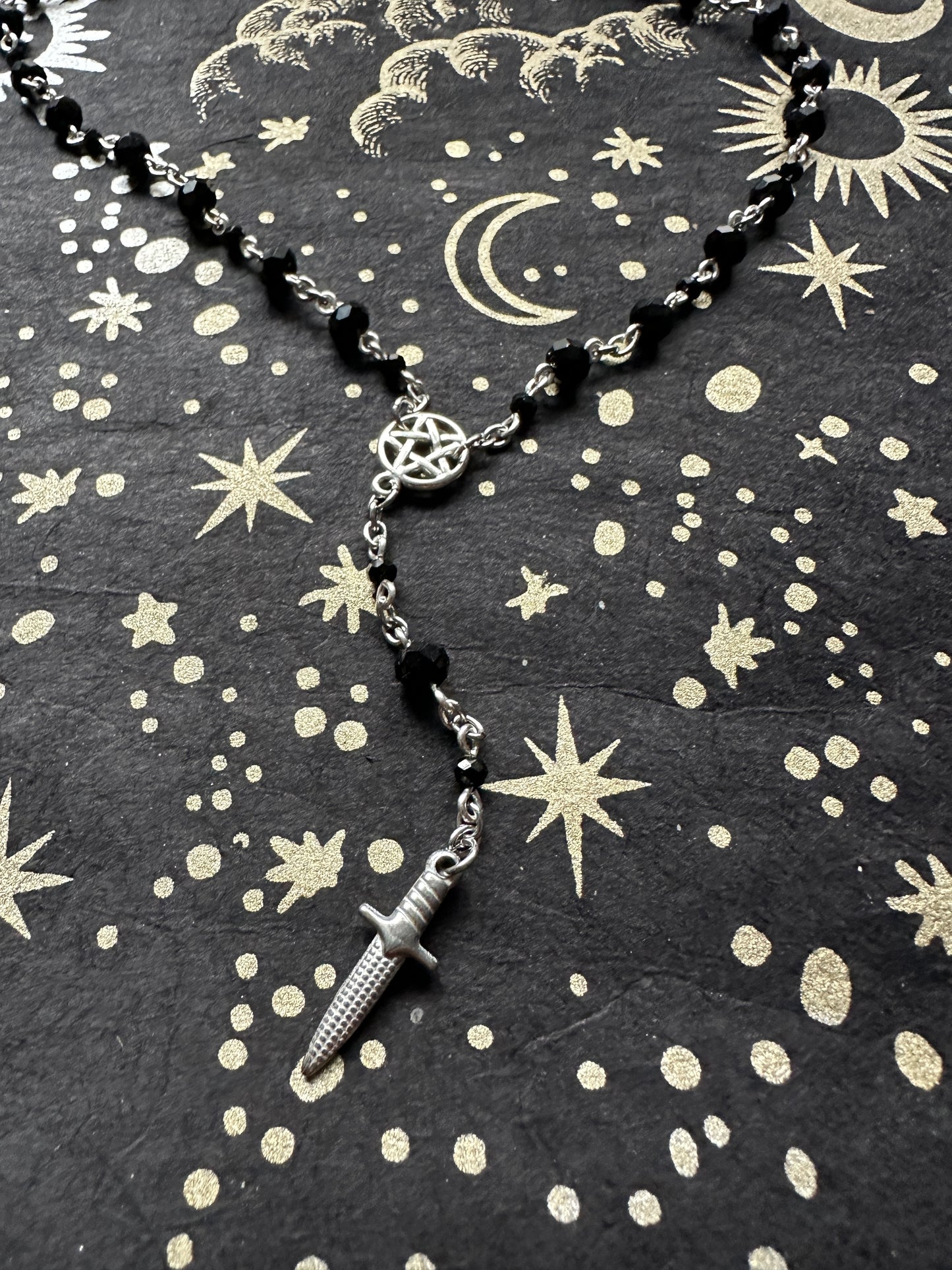 Glass bead dagger choker necklace