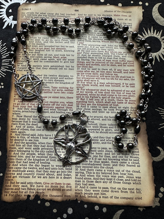 Hematite Baphomet rosary