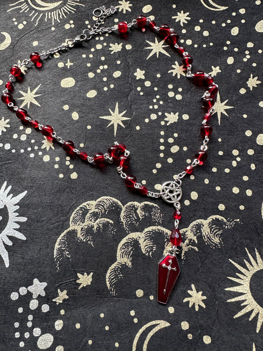 Deep red Coffin choker necklace