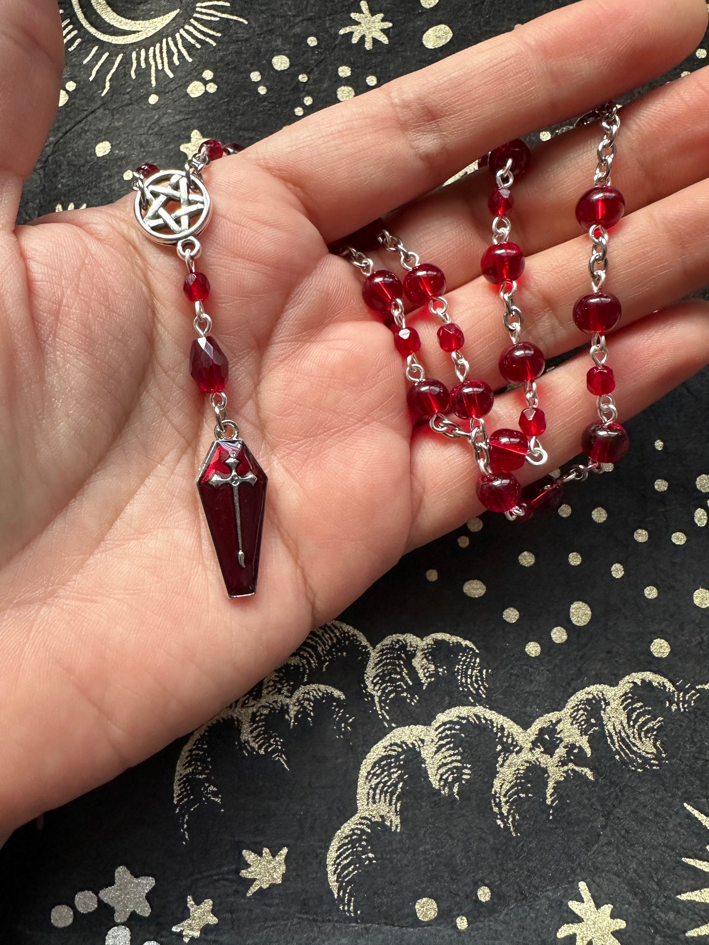 Deep red Coffin choker necklace