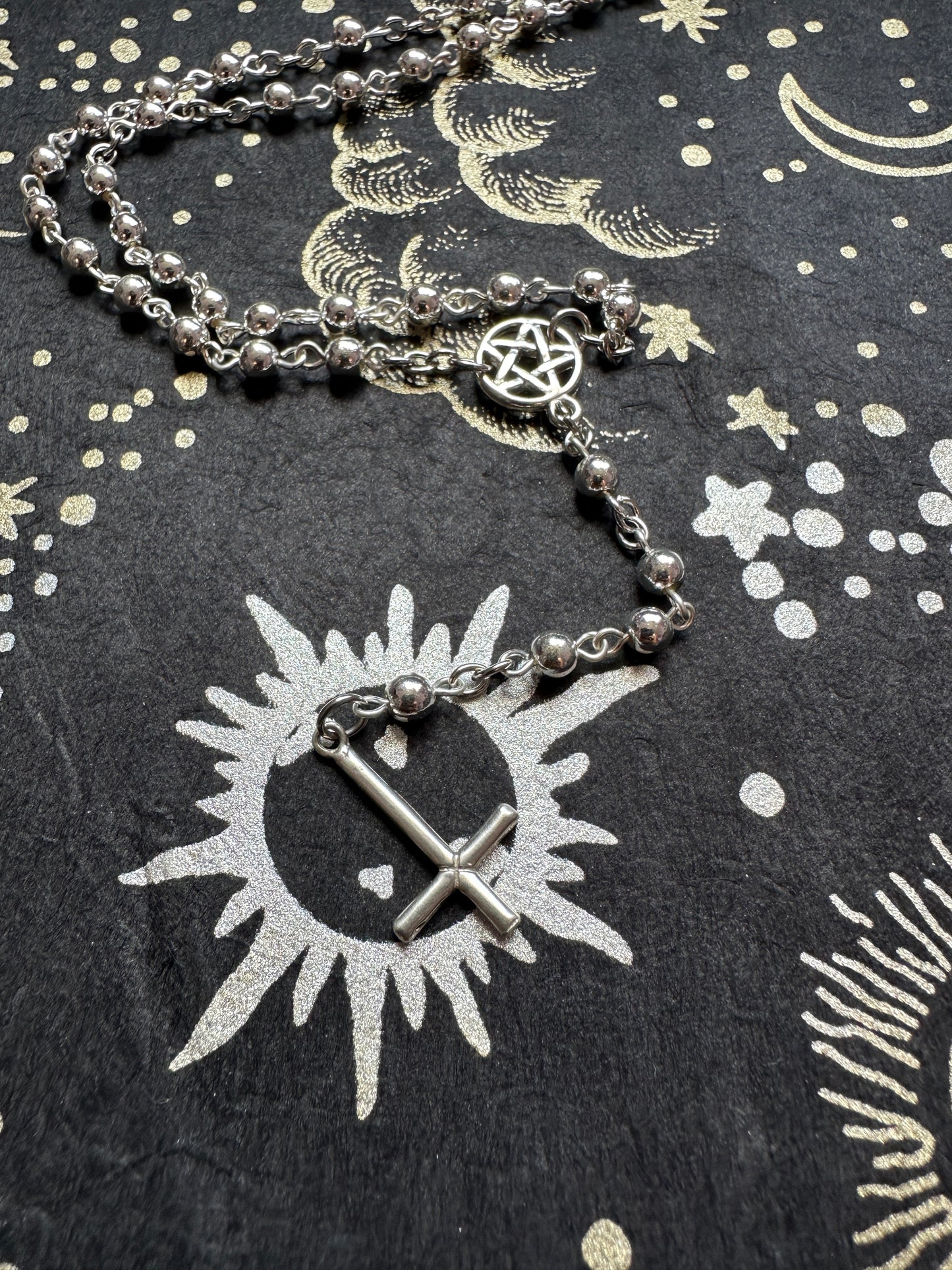 Small silver hematite rosary