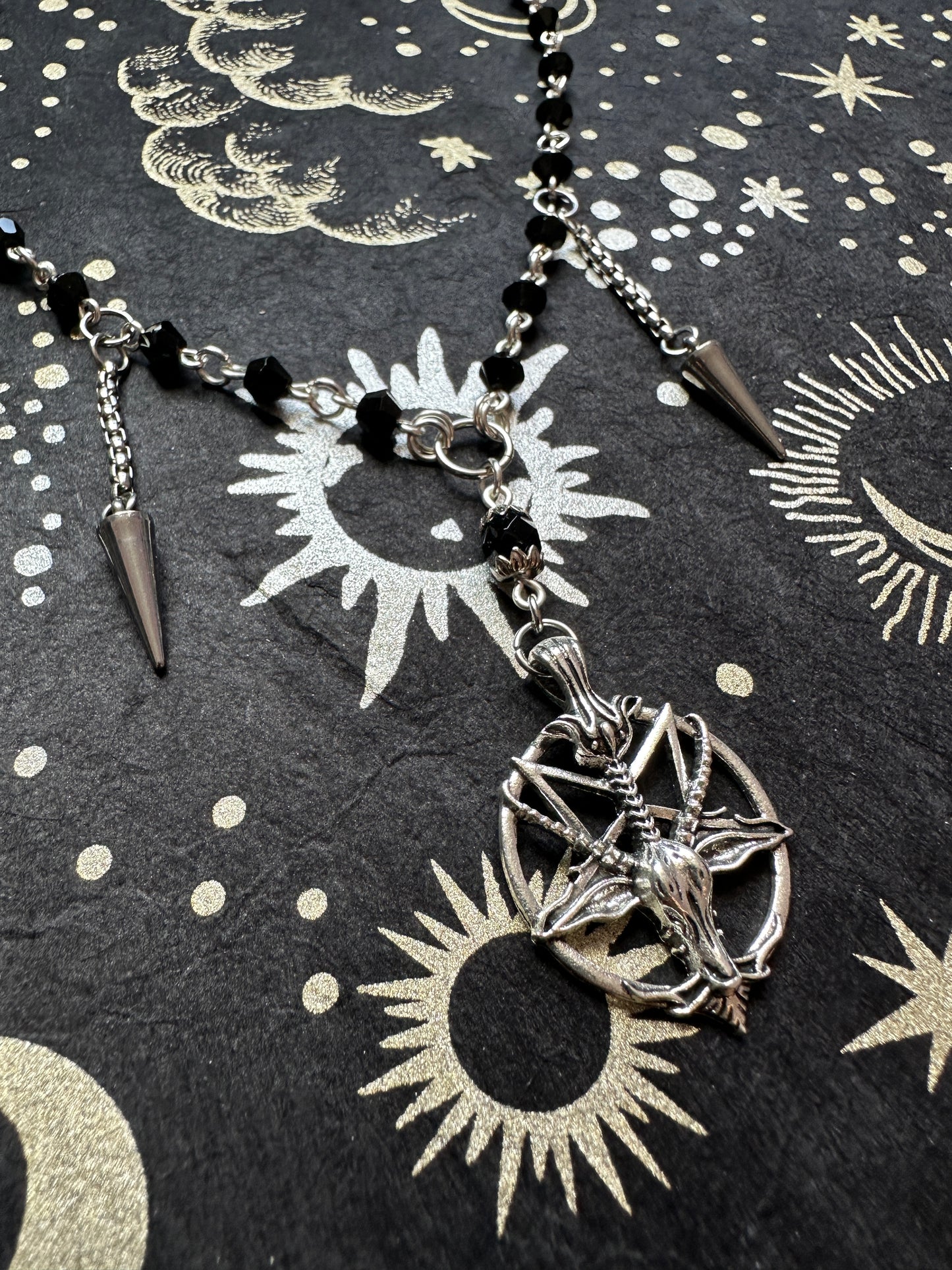 Sigil of Baphomet choker with spikes