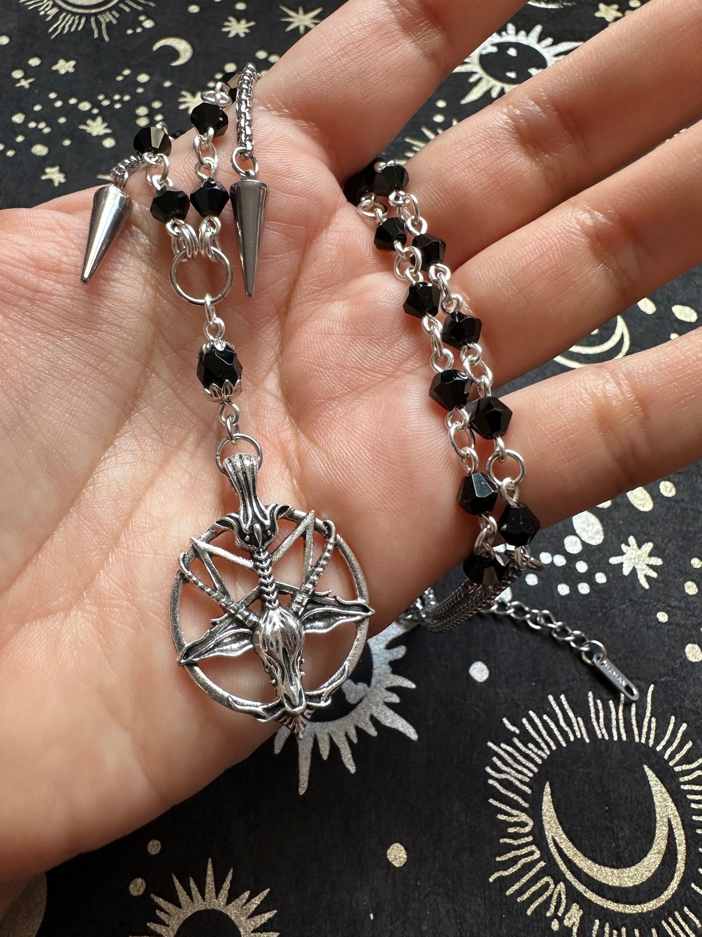 Sigil of Baphomet choker with spikes
